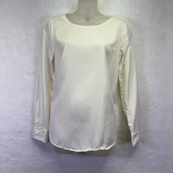 Banana Republic TENCEL™ High Low Hem Long Sleeve Blouse Tunic Shirt Ivory Size S - Picture 1 of 10